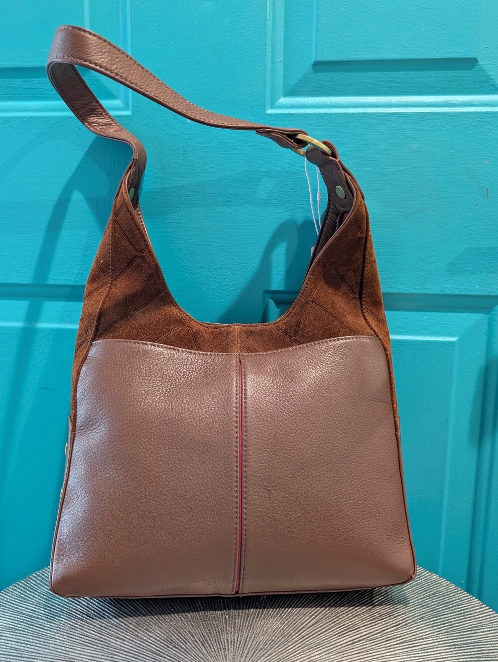 NWT Hammitt Chocolate Suede Tim Diamond Quilted Medium Shoulder Bag - Picture 3 of 10